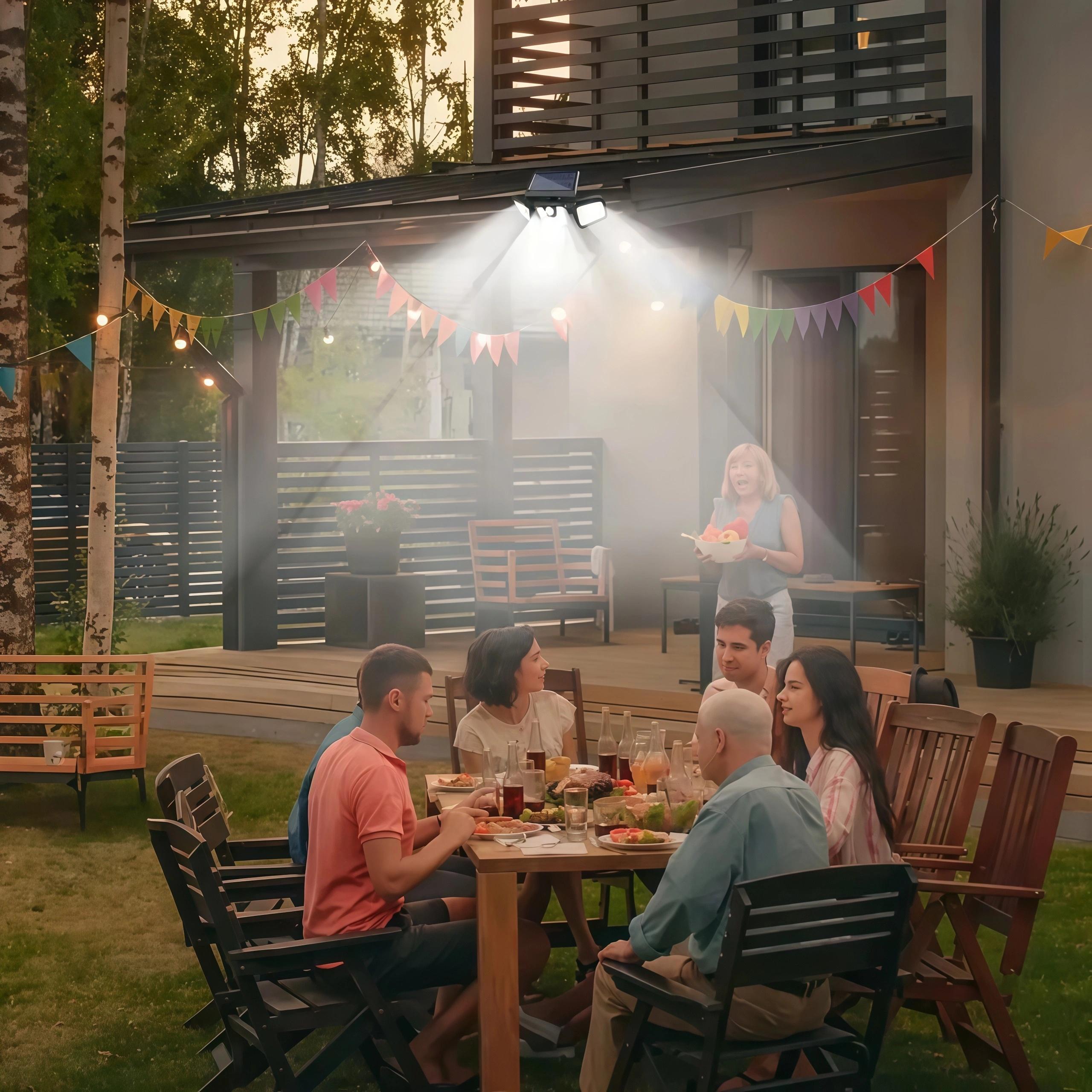 2 Packs Solar Outdoor BLACK FRIDAY Lights 2500LM Security Lights, 3 Heads Dimmable Spot Lights with 3 Modes, lP65 Waterproof, For Yard, Garage, Porch, Pool, Garden, Barn, Patio, Christmas gifts