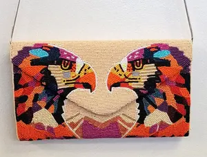 EAGLE BEADED CROSSBODY CLUTCH