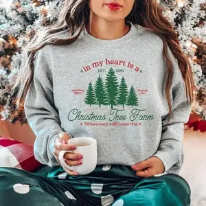 In My Heart Is a Christmas Tree Farm Sweatshirt, Farm Fresh Christmas Tree Shirt, Christmas Crewneck, Christmas Shirt for Women