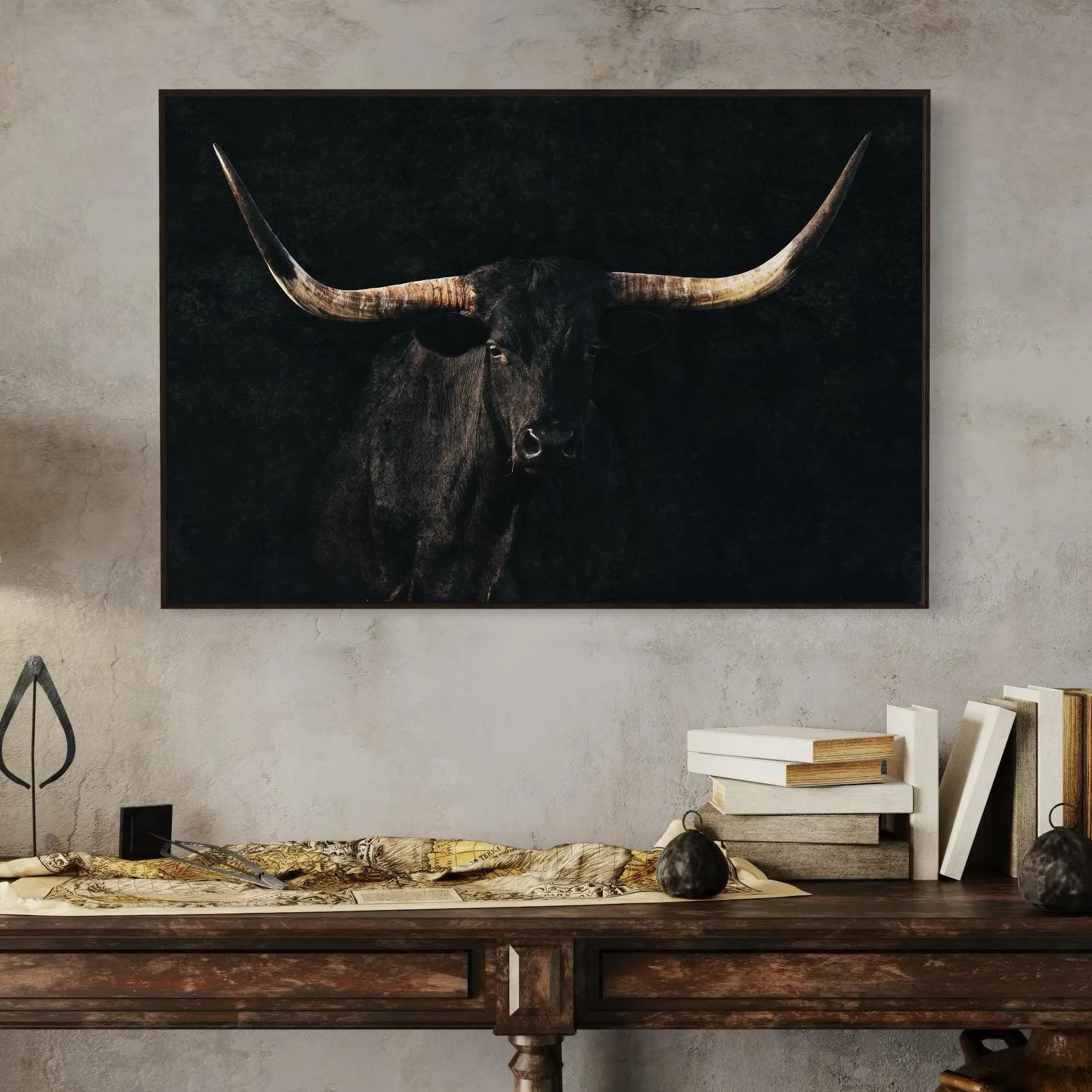 Longhorn Bull Poster Art | Rustic Ranch Western Wall Decor (Unframed Print)