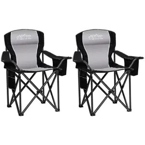 Heavy Duty Portable Camping Folding Chairs 2 Pack Bundle with Thick Steel Pipes X-shaped Reinforcement & Large Storage Space for Outdoor Use,