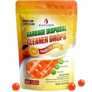 Garbage Disposal & Sink Cleaner Deodorizer Drops – Orange Scent, 50 Count