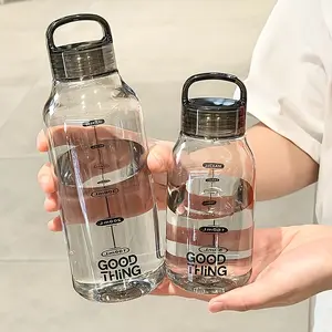 Japanese Style Minimalist Transparent Polycarbonate Water Bottle Leak Proof High Temperature Resistant Portable Tumbler for School Home Office Outdoor Convenient Carry Durable Stylish Everyday Use