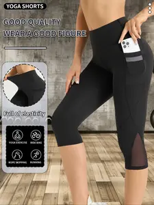 Women's High-Waisted Breathable Yoga Pants with Pockets, Sporty Tight-Fitting Mesh 7/8 High Stretch Gym Workout Leggings for Gym & Indoor Sports, Fitness Training Pant