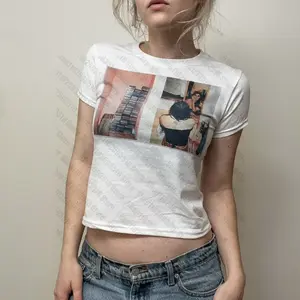 Women 90s Vintage Mall Goth T-shirt Y2K Cyber Grunge Graphic Emo Star Print Tees Harajuku Vintage Short Sleeve O Neck Crop Tops