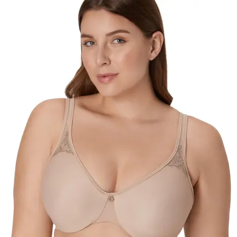 Bali Passion for Comfort Underwire Minimizer Bra Everyday Lace Detail Adjustable No Slip Straps Womenswear DF3385