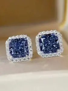Unisex Oxidized Full Diamond Square Bag Super Flashy 4-Color Zircon Earrings, Party Fashion Jewelry, Daily Wear, Birthday Gift