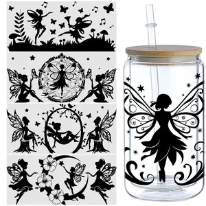 5 Fairy UV DTF Stickers, Waterproof Transfer Stickers for 16oz Glass Cups, UV DTF Stickers, Glass DTF Transfer Stickers, Decal Sticker