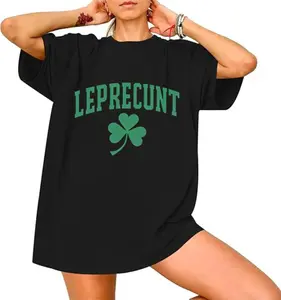 Humorous Leprecunt Irish Shirt Featuring Shamrock Design Perfect for St Patricks Day Celebrations Women's Baby Tee Green Party T Shirt