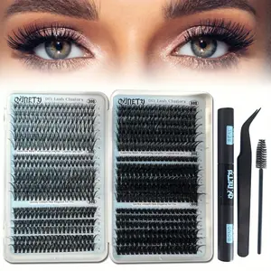Clusters Lash Extension Kit 30D-100D Lash Clusters Kit 720pcs DIY Eyelash Extensions Kits C Curl Individual Wispy Lashes Cluster Natural Eye Lash Trays with Glue