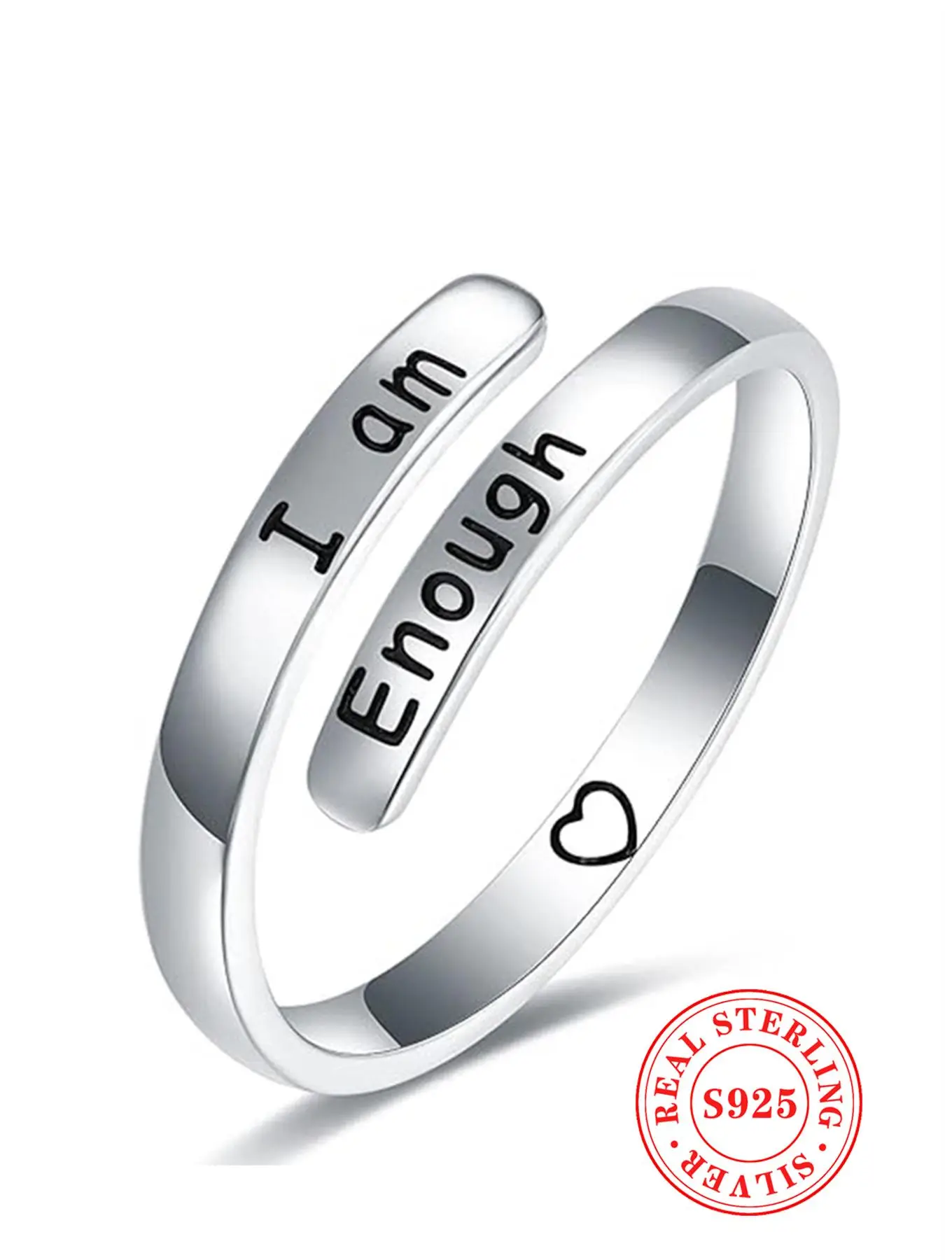 S925 Sterling Silver Fashion Letter Pattern Cuff Ring, Fashion Jewelry for Party, Daily Clothing Decor, Trendy All-match & Exquisite Jewelry for Anniv