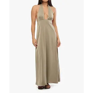 Halter Deep V Maxi Dress