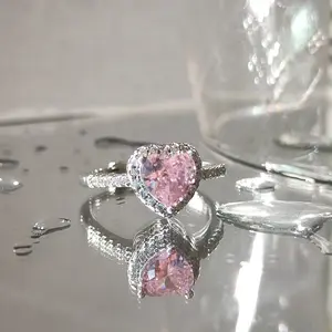 Adjustable Promise Ring with Velvet Ring Gift Box for Her, Heart Engagement Proposal Ring Set, Romantic Surprise Jewelry Gift for Girlfriend Wife Fiancée Mom, Birthday Anniversary Valentines Gift