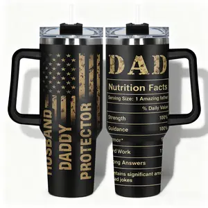 1pc Insulated Tumbler Stainless Steel Water Bottle American Flag Dad Nutrition Facts Designs, Funny Dad Tumbler, Drinkware Tumbler, Leakproof Large Capacity (40oz/30oz/22oz/20oz/14oz), Needed for Gym, Hiking, Travel Ideal Birthday Christmas Gift