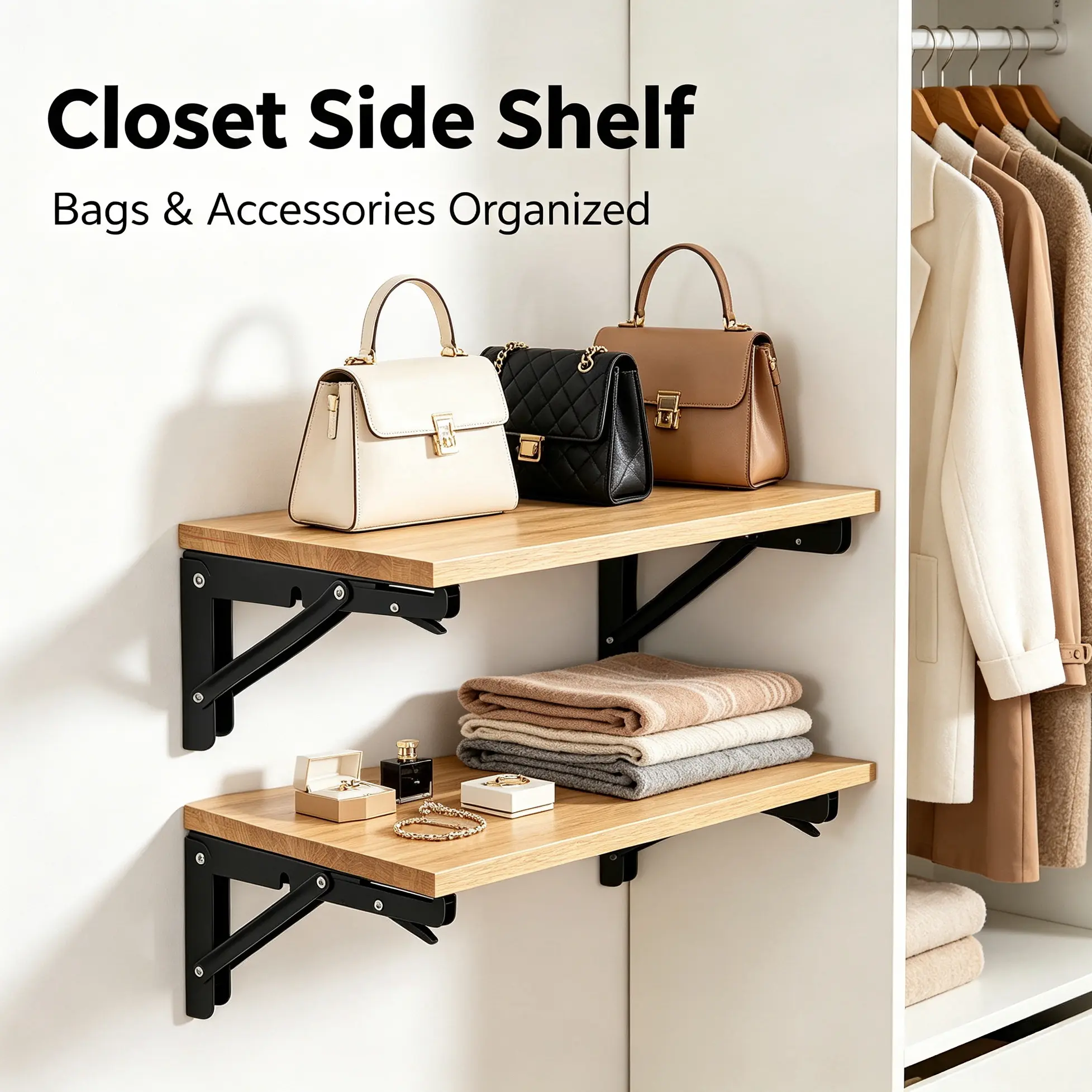 Steel folding triangular shelf bracket, DIY shelf hardware accessories, wall-mounted movable shelf bracket, heavy-duty shelf support frame, wall-mounted storage shelf