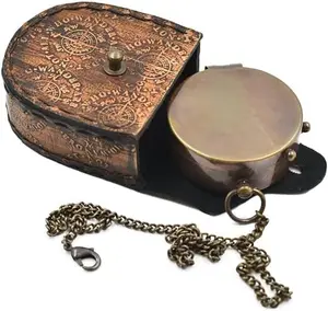 Antique Nautical Vintage Directional Magnetic Compass with Famous Scripture Quote Engraved in Leather Case for Loved Ones Son Father Love Partner Spouse Fiancé