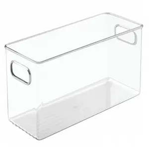 InterDesign Linus Plastic Storage Box - 10x4x6 in. Rectangular Transparent Home Organizer for Kids’ Room and Bathroom, Bathroom Organizer Storage