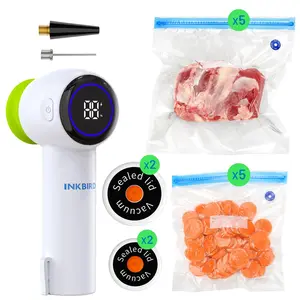 INKBIRD 4-in-1 Handheld Small Compact Vacuum Sealing Machine, USB Rechargeable 60Kpa Power Food Preserver with ABS+Silicone Build, Smart Touch, Moldproof Seal, Mason Jar Lids & Food Bags, Mother's Day Gift,summervibes
