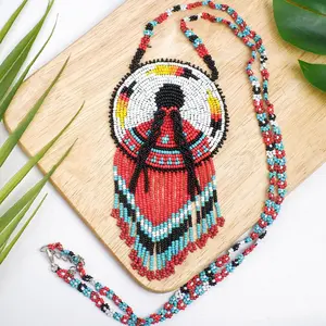 Premium MMIW Handmade Beaded Necklace Long Native American Style for Women
