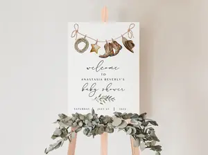 Little Cowboy Baby Shower Welcome Sign, Printable Wild West Baby Shower Decor, Editable Western Baby Shower Signage, Baby Shower Centerpiece