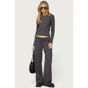 Cicilia Straight Leg Ribbed Pants