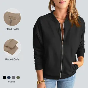 Imily Bela Womens Zip Up Sweatshirt Jacket Long Sleeve Loose Fit Casual Outwear with Pockets