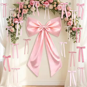 Large  Bow for  Decor, 22 count 40x24 Inch Giant Satin Bow Set with 21 Small 3-Sizes Bows, DIY Photo Backdrop Wall  Decor for Wedding Bridal  Shower Birthday  Girls Room