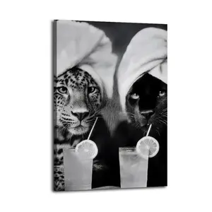 Luxury Black And White Leopard Canvas Aesthetic For The Bedroom Wall Sitting Room Dormitory Wall Office Wall Poster Decorative Painting Canvas Wall