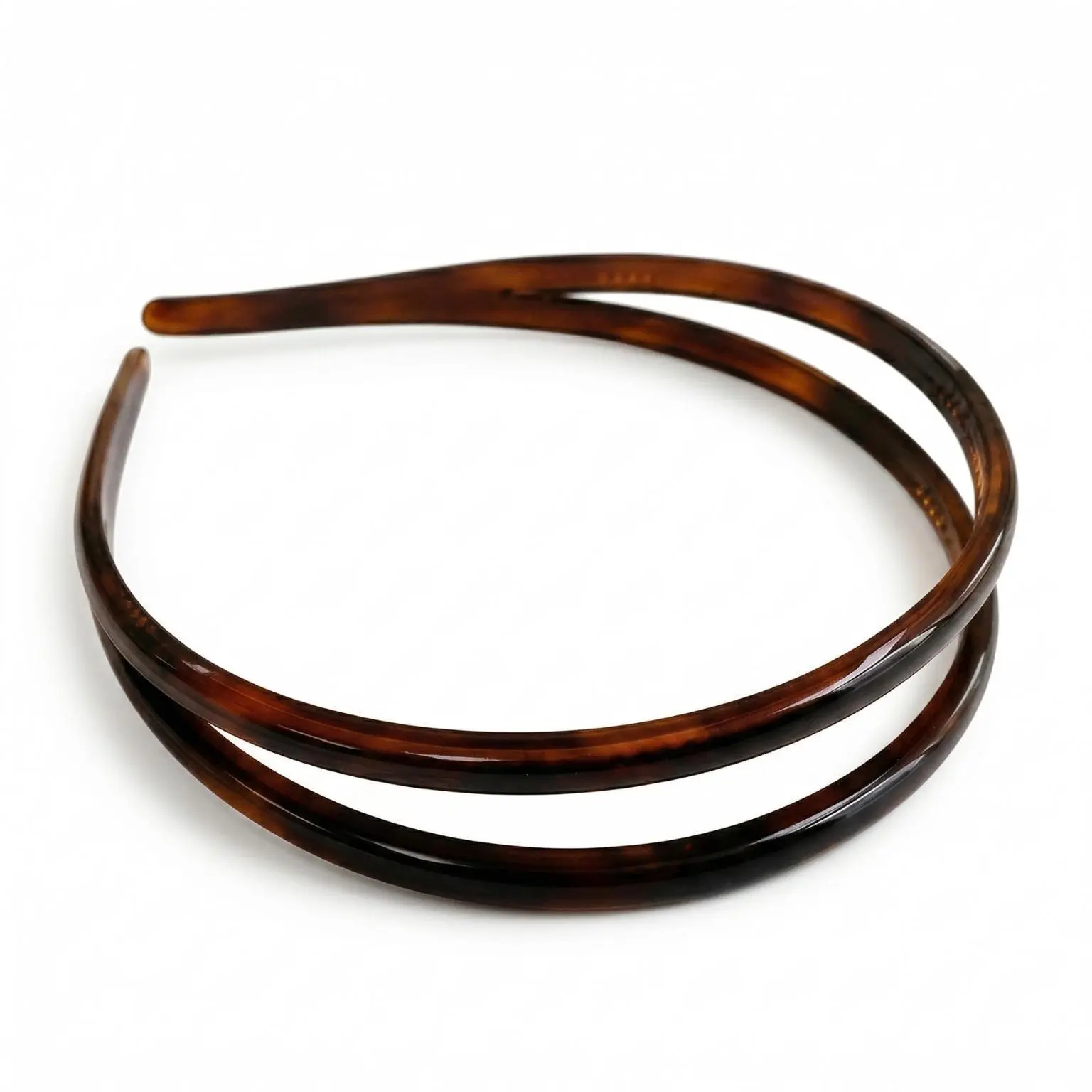 Parcelona French Double Row Tortoise Shell Cellulose Acetate Hair Headband
