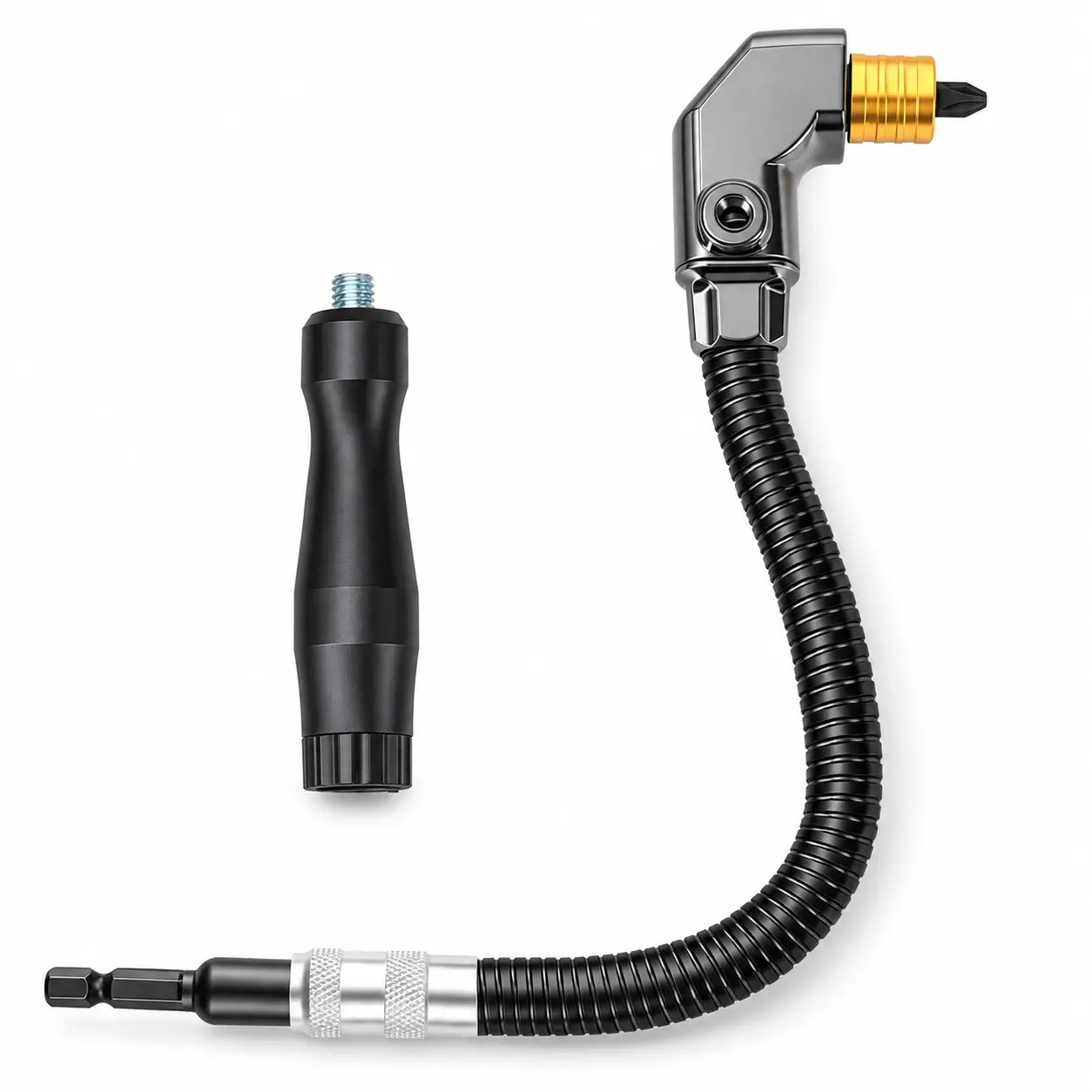 90-Degree Right Angle Drill Attachment, Swivel Corner Drill Adapter Tool for Confined Spaces, Heavy-Duty Electric Drill Extension for Furniture, Closets, and Woodworking