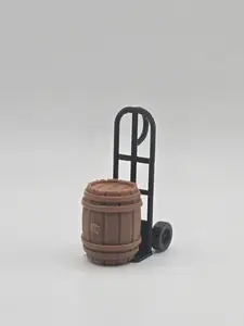 Mini 3D Printed Barrel & Dolly | 1:24 Scale Diorama Accessory or Funny Gift Idea "POV: You’re the world’s tiniest delivery driver"