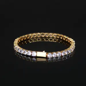 Orphic 3/4/5mm Iced Tennis Chain Bracelet Anklet- Elegant Gold-Tone Jewelry with Sparkling Stones