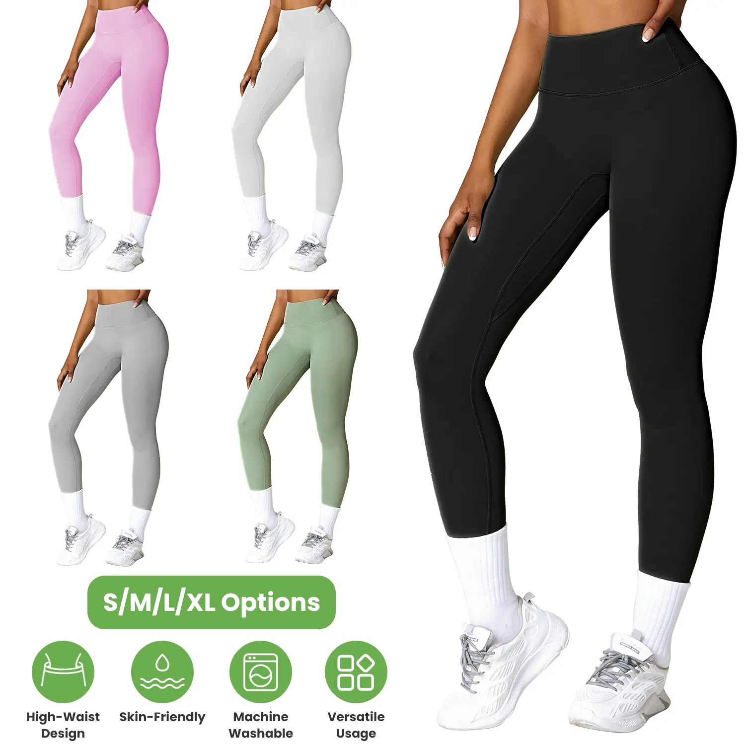 Women's High-Rise Fitted Sporty Joggers - Women's Clothes, Sporty Chic, Tummy Control, 25in Inseam, Polyamide Blend, No Front Seam, Skin-Friendly, Breathable, Quick Dry, Wind-Resistant, Machine Washable for Yoga, Gym, For Women