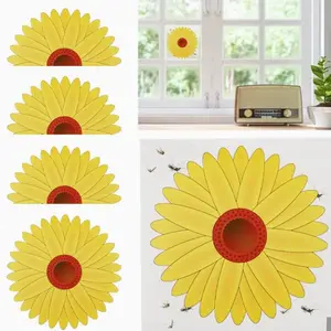 10-Pack Sunflower Scent-Free Mosquito Stickers, Fly Trap Adhesive, Fruit Fly Catcher, Wall Window Door Decor, Indoor Pest Control