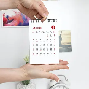 Mini Wall Calendar 2025-2026,Small Wall Calendar,Jul.2025 to Dec. 2026 Spiral Monthly Flip Calendar with  Hook for Office School  Classroom, 3.85"x5.7" (Red)
