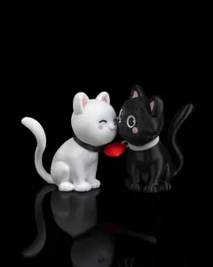 3d Printed Valentines day Gift, Penguins, Cats, Dogs, Birds, Gift for kids, Adults, and couple, Unique Gifts, Magnetic Valentines Animals, WHITE ONLY - Paint yourself display figure Multi-Color Articulated desk toy