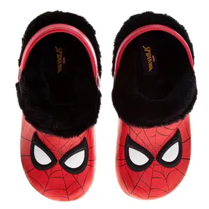Spider-Man Fuzzy Fleece Lined Clogs for Boys Winter Warm Plush Garden Shoes