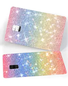 Skin Reflective Shiny Bling Removable Debit - Credit Card Skin Cover Especially Bright Back Information, Rainbow