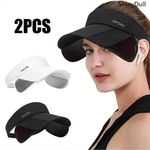 Women’s 2-Pack Adjustable Wide Brim Golf Visor Hats, Universal All-Seasons Outdoor Sun Hat, Breathable Full Coverage Lightweight Headwear for Outdoor Sports