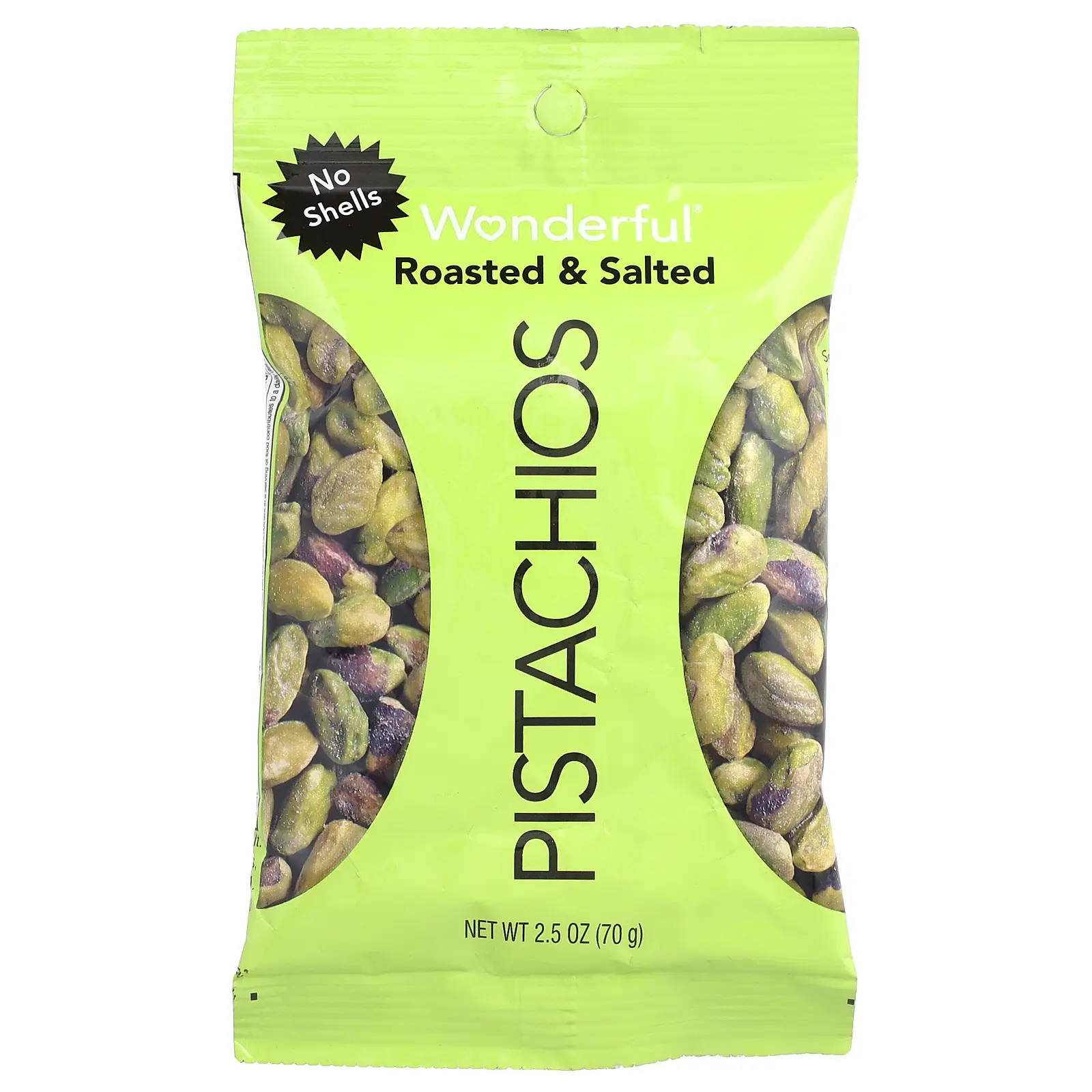 Wonderful Pistachios Roasted & Salted, No Shells, 2.5 oz (70 g) Wonderful Pistachios Roasted & Salted, No Shells, 2.5 oz (70 g)
