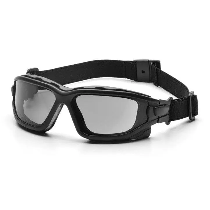 Pyramex I-Force Safety Glasses - Black Foam-Padded Frame, Gray Anti-Fog H2X Coated Lenses, Quick Release Interchangeable Temples, Convertible, Fog Resistance, Anti-Slip, Construction-Grade, Glasses Compatible Eye Protection for Work Safety