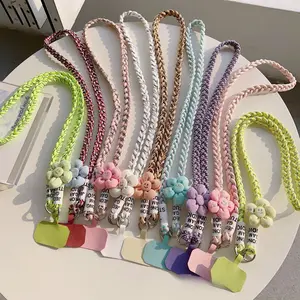 New mobile phone lanyard crossbody strap mobile phone rope travel artifact lanyard flower keychain gasket anti-lost sling