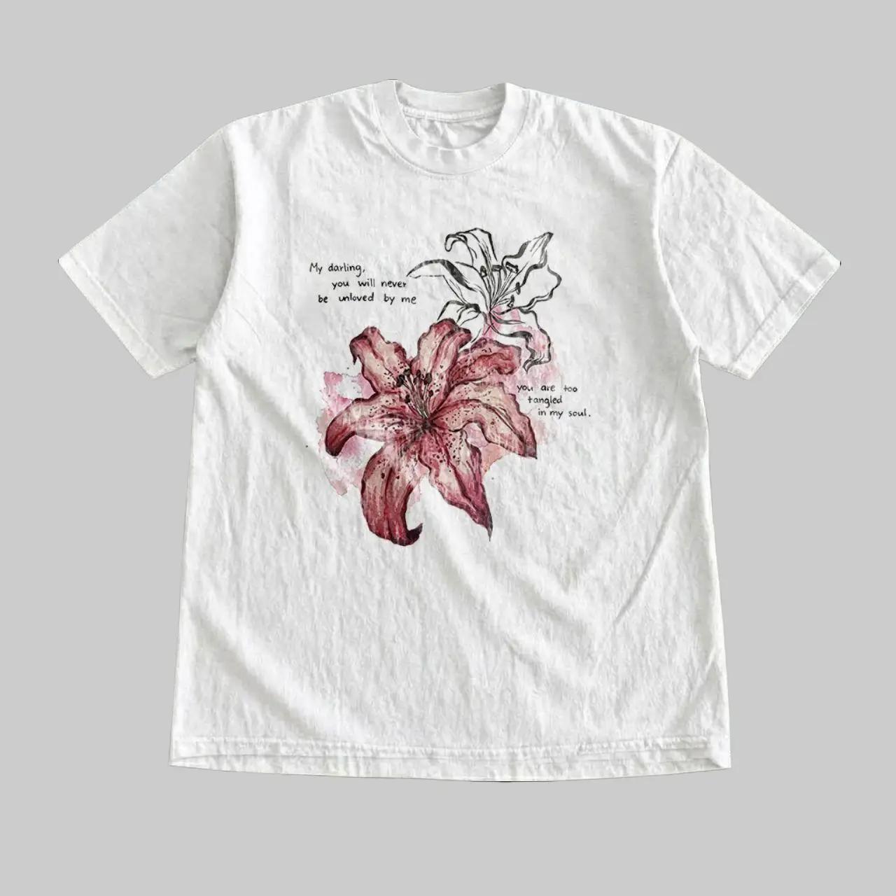 Vintage design Lily Flower Romantic Quote Tee, Cute Botanical Quotes Graphic Tee, Romantic Gift For Girlfriend Shirt, Gildan Unisex Comfort Fit