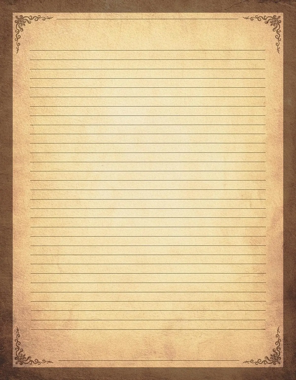 Vintage Decorative Lined Bond Paper - 50 Sheets 8.5x11" 28lb (105gsm) Handwriting Stationery for Handwritten Notes, Invitations, Journaling
