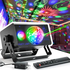 Party supply DJ Disco stage  with RGB Ball & 7-Color Background Sync to Music Remote Control 360° Adjustable for Parties Birthdays Christmas Wedding Karaoke KTV Bar Club Pub Dance Home Room Halloween Decorations Professional Laser Lights cool lamps