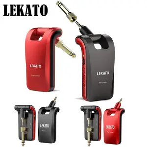LEKATO WS-60 Wireless Guitar System, 2.4GHz Rechargeable Audio Wireless Transmitter Receiver, 6 Channels for Guitar Bass Electric Instruments, Stereo and Mono 1/4” & 1/8” 2 in 1 Plugs, Back to School