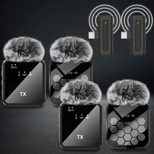 Wireless Microphone, Ultra-compact Wireless Microphone System, Rechargeable Built-in Microphone for Interviews & Content Creation, Audio