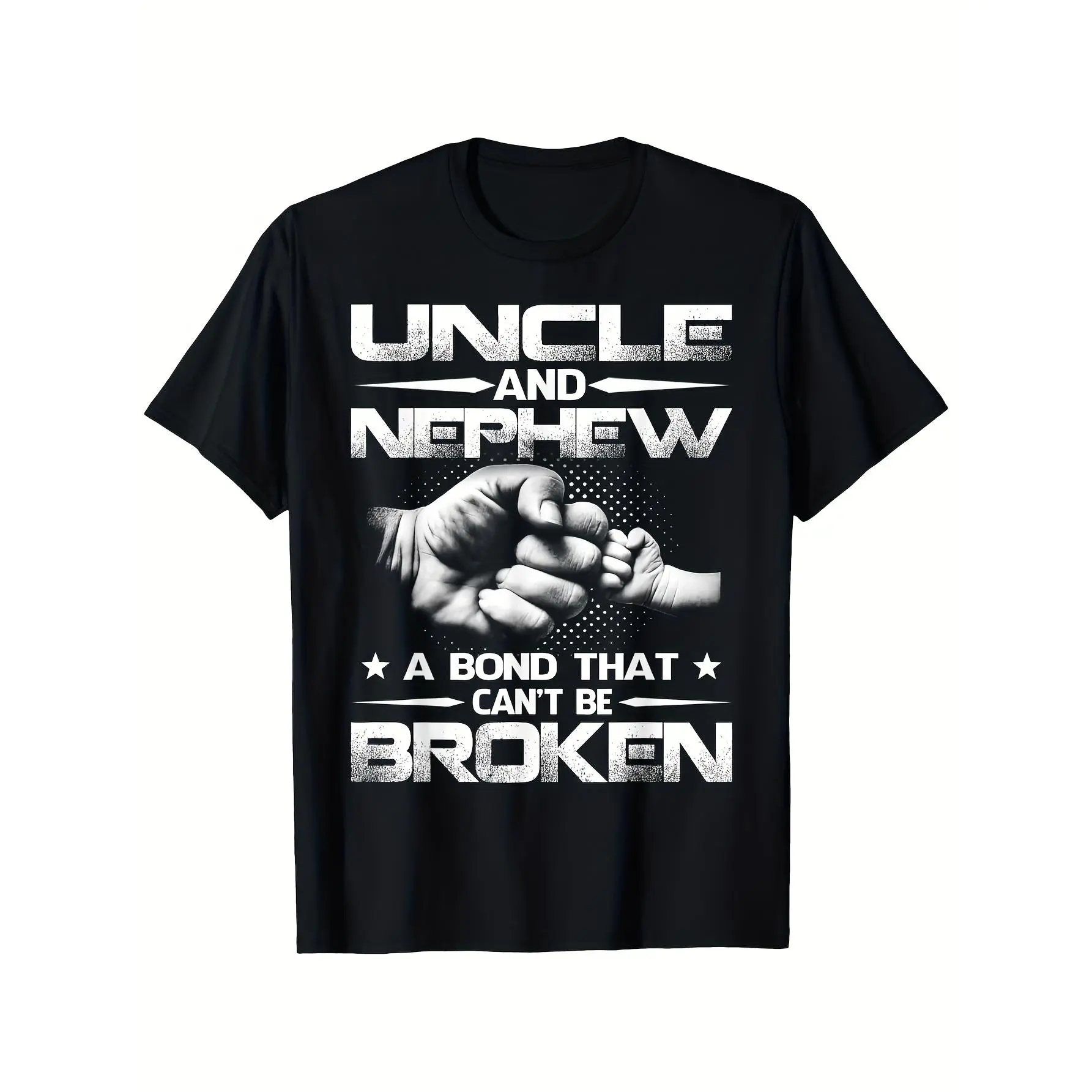 [100% Cotton] 100% Cotton Men's & Unisex Vintage Uncle & Nephew Bond That Can't Be Broken T-Shirt - 100% Cotton Comfort Fit Slightly Elastic Clasped Hands Bond Design, Machine Washable Casual Crew Neck Tee, Sizes S-XXXL - Family Gift Idea for All-Season W