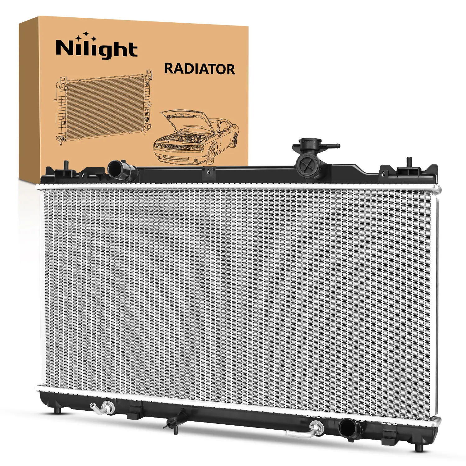 Nilight Aluminum Core Engine Cooling Radiator Complete Unit - for Toyota Camry 2002-2006, Solara 2004-2008 L4 2.4L, with Transmission Oil Cooler, Leak Tested, Precision Folded, Replaces# 164000H200, TO3010256, 1X New Complete Radiator, Abs