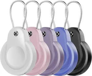 Airtag Holder, IPX8 Waterproof Keychain, Airtags Holder for Apple Airtag Keyring with Wire Cable, Anti-Scratch GPS Case, Airtag Case for Key, Kids, Luggage, Backpacks, Pet Collar, 5 Pack